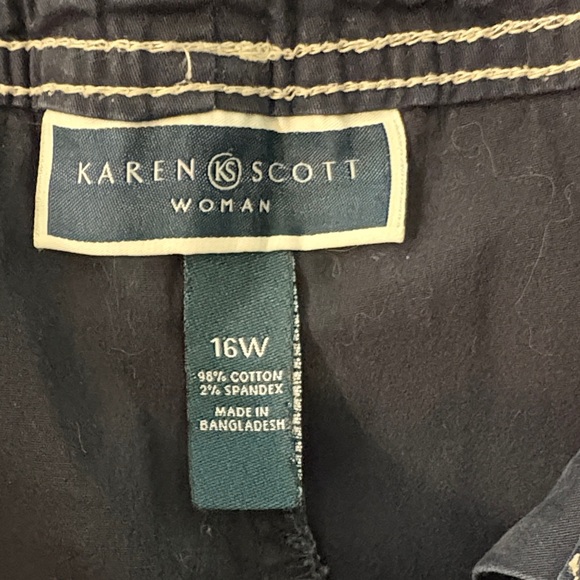 Karen Scott Dark Blue Cotton Skirt - Picture 2 of 6